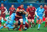 thumbnail: Munster's Gavin Coombes is tackled by Jack Whetton of Castres during the Heineken Champions Cup Pool B match at Stade Pierre Fabre in Castres, France. Photo: Manuel Blondeu/Sportsfile
