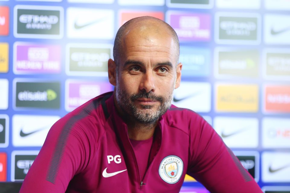 Manchester City's Pep Guardiola speaks during a press conference at Manchester City Football Academy on September 29, 2017 in Manchester, England. (Photo by Tom Flathers/Manchester City FC via Getty Images)