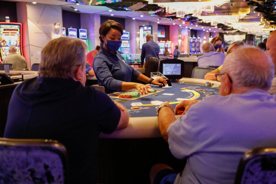Casino games on Celebrity Edge, the first revenue-earning cruise ship to depart from the U.S. after the pandemic-induced hiatus. Bloomberg photo by Eva Marie Uzcategui.
