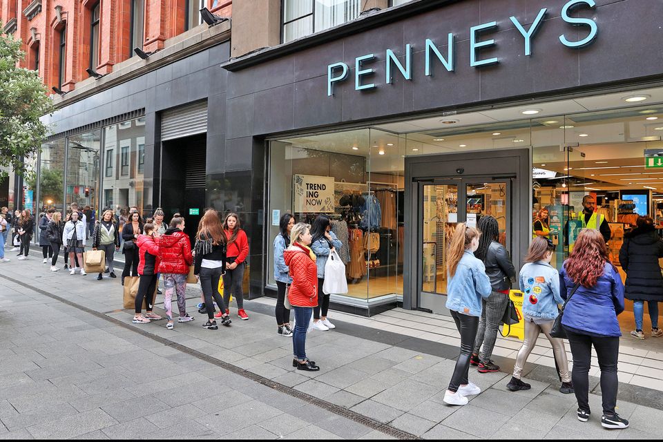Shoppers outside Penneys yesterday.