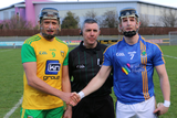 thumbnail: Donegal’s Danny Cullen and Wicklow’s Warren Kavanagh shake hands before throw in