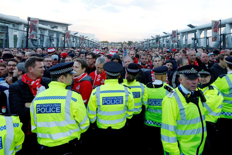 Over 20,000 Cologne fans arrived in London yesterday, despite receiving an allocation of only 2,900 tickets for last night’s Europa League clash with Arsenal.