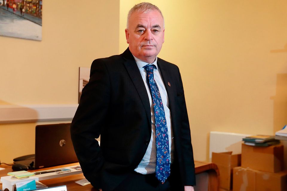 Determined: NBRU general secretary Dermot O’Leary in his office at the NBRU HQ on Parnell Square. Photo: Frank McGrath