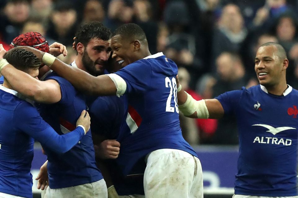 France celebrate their victory over England at Stade de France