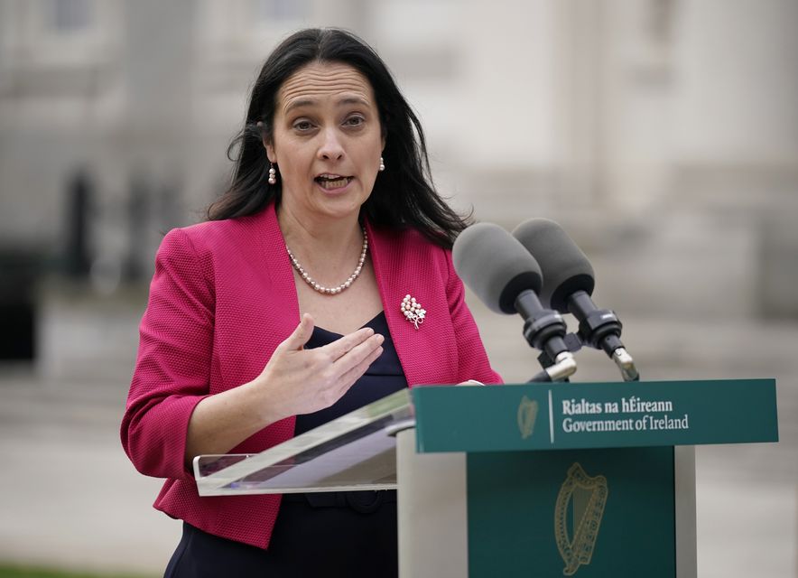 Media Minister Catherine Martin speaking at Government Buildings (Niall Carson/PA)