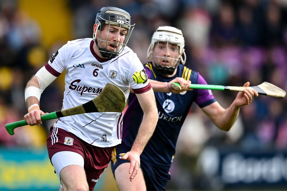 Galway's Pádraic Mannion in action against Wexford's Rory O'Connor in their Leinster SHC clash at Chadwicks Wexford Park. Photo: David Fitzgerald/Sportsfile