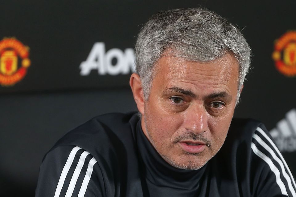 Manager Jose Mourinho of Manchester United speaks during a press conference at Aon Training Complex on October 20, 2017 in Manchester, England.  (Photo by Matthew Peters/Man Utd via Getty Images)