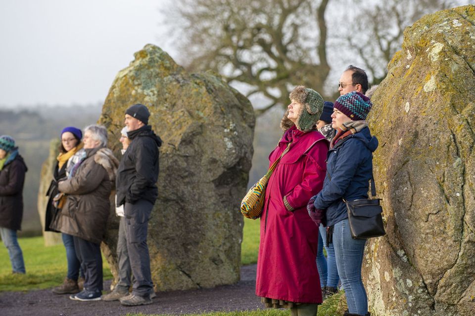 People gather at Newgrange in Co Meath hoping for a glimpse of the winter solstice sun. Picture: Ciara Wilkinson