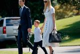 thumbnail: White House Senior Adviser Jared Kushner, left, Ivanka Trump, right, the daughter and assistant to President Donald Trump, and their son Joseph Kushner, center, walk across the South Lawn of the White House in Washington, before boarding Marine One helicopter, Friday, June 29, 2018, for the short flight to nearby Andrews Air Force Base, Md. (AP Photo/Pablo Martinez Monsivais)