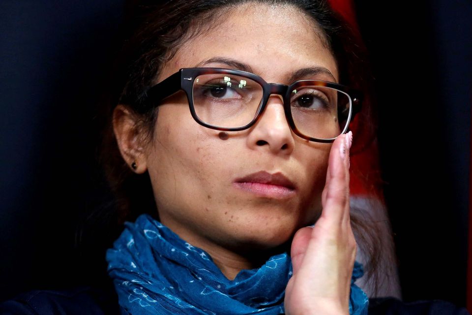 Ensaf Haidar takes part in a news conference calling for the release of her husband, Raif Badawi, in Ottawa. Reuters