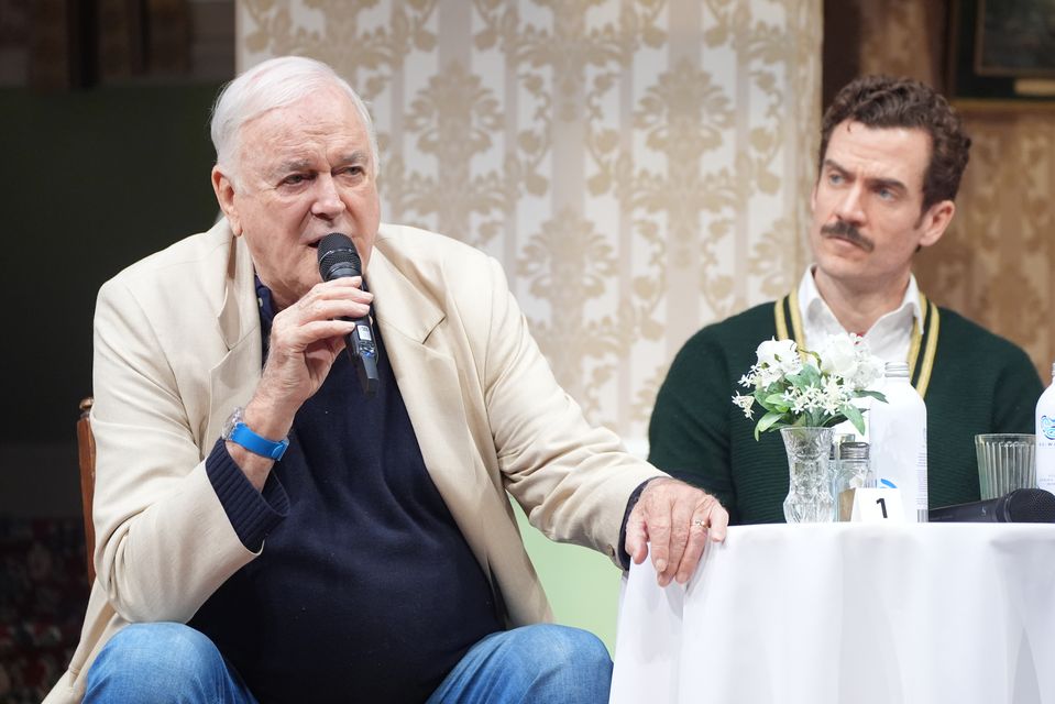 John Cleese and Adam Jackson-Smith at the media launch for the stage adaptation of Fawlty Towers (Ian West/PA)