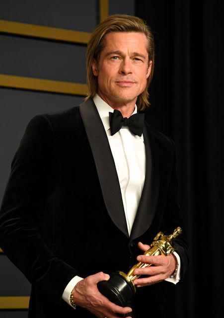 Brad Pitt with his best supporting actor Oscar for Once Upon A Time… In Hollywood (Jennifer Graylock/PA)