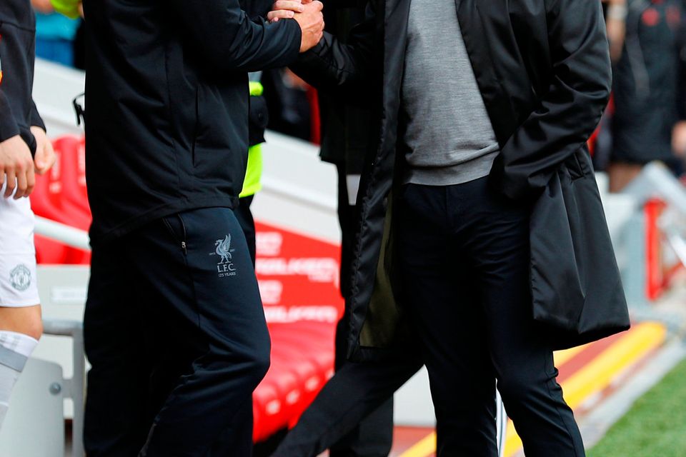 Liverpool manager Jurgen Klopp with Jose Mourinho