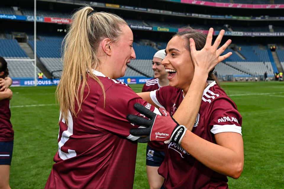 Galway players Kate Geraghty, right, and Ailbhe Davoren featured in the win over Donegal