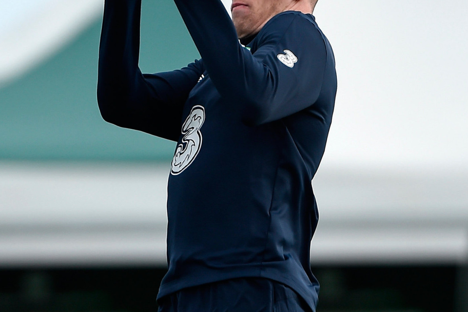 A sombre James McClean during training. Photo: David Maher/Sportsfile
