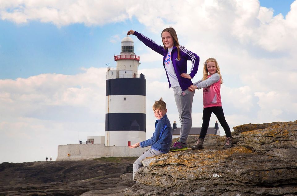 Pictured helping to launch the brand new Ireland’s Ancient East Tour experience at Hook Lighthouse are Ryan Lynch (age 7), Molly Lynch (age 9) and Ava Lynch (age 6). Picture: Patrick Browne.