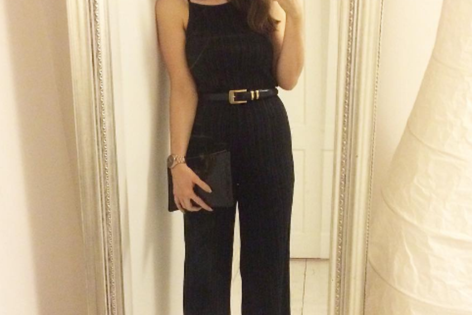 Siomha teams a Topshop jumpsuit with gold accessories for a night out. Photo: Siomha Connolly Instagram