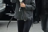 thumbnail: She opted for low-key cool with a grey coat and fur lining for a gym outing in NY