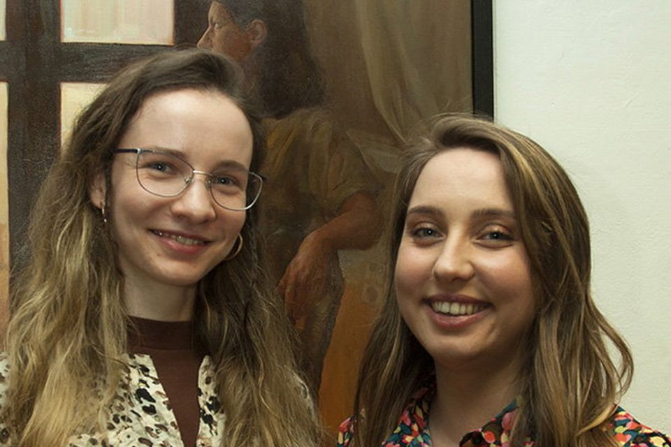 Margarita Mostovia & Zuzanna , at the Signal Arts Centre opening reception for the Showcase of Work by Artist and Painter Nina Ruminske. Photo Joe Mc Quillan