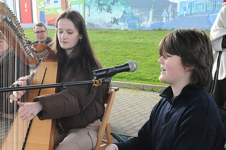 Éire Ní Fhaoláin and Chulainn Ó Faoláin performing during the May Bush Festival in Gorey.
