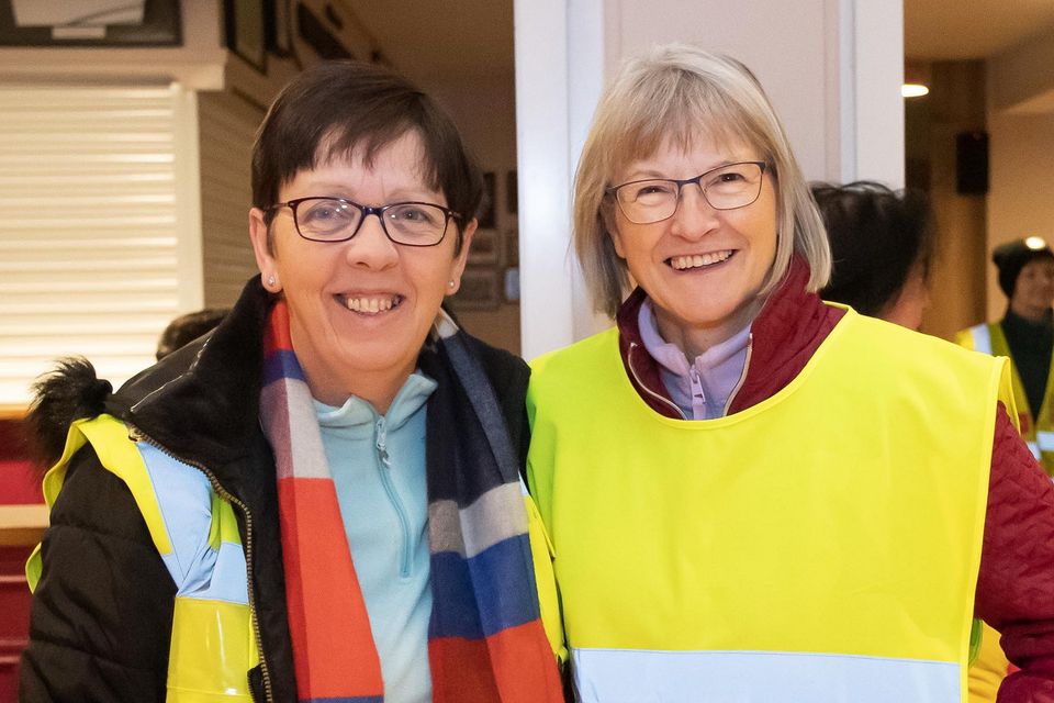 Kate Power from Tullogher and Mary Quigley from Rosbercon at the Darkness Into Light walk ograniged by Sue from Slimming world at the rugby club. 