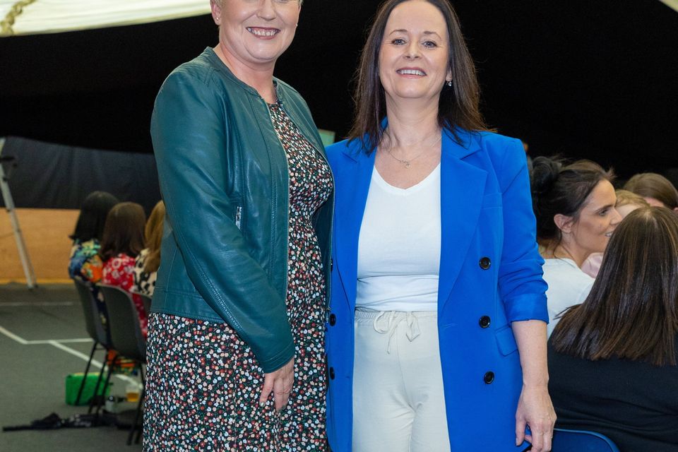 Karina Stack and Catherine Kennedy pictured at the fashion show in Duagh on Sunday which was in aid of the Palliative Care Unit in Tralee. Photo by John Kelliher.