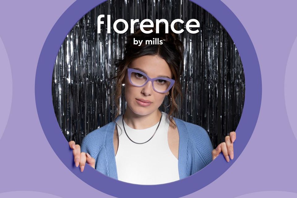 Millie Bobby Brown in a campaign photo for Florence by Mills for the Specsavers collection