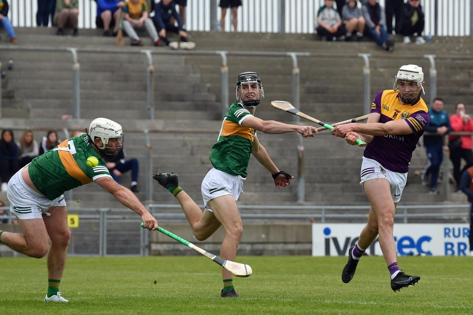 Rory O'Connor fires to the Kerry net during the second-half of Saturday's All-Ireland Senior hurling championship preliminary quarter-final in Austin Stack Park, Tralee.