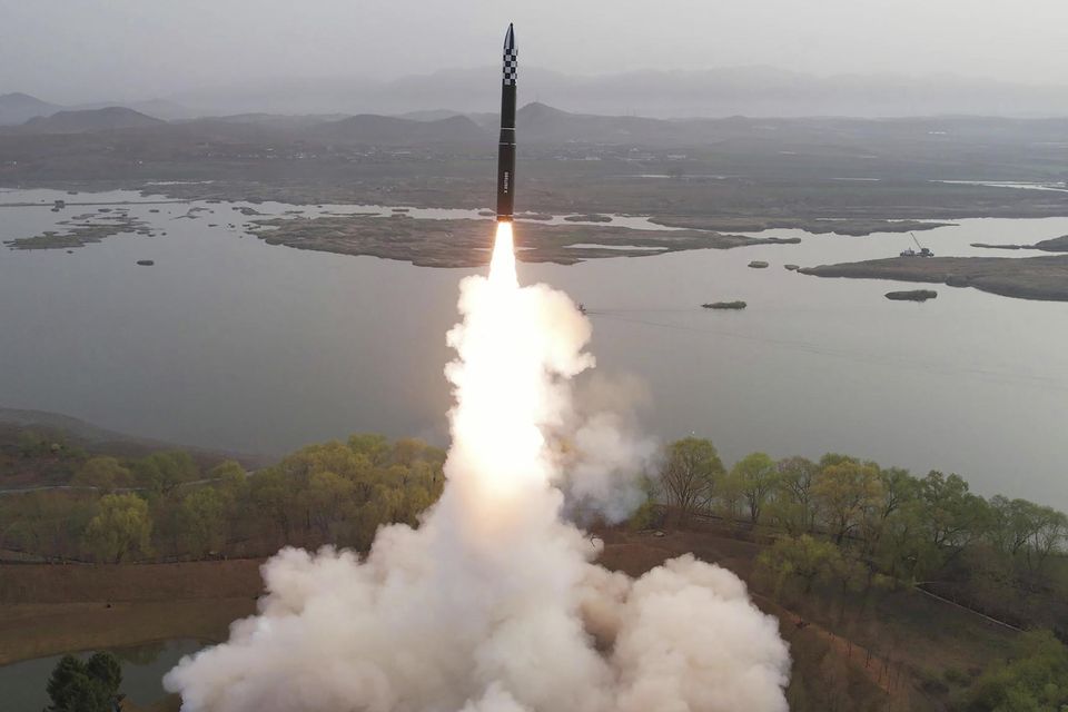 ICBM being fired from an undisclosed location in North Korea (Korean Central News Agency/Korea News Service via AP)