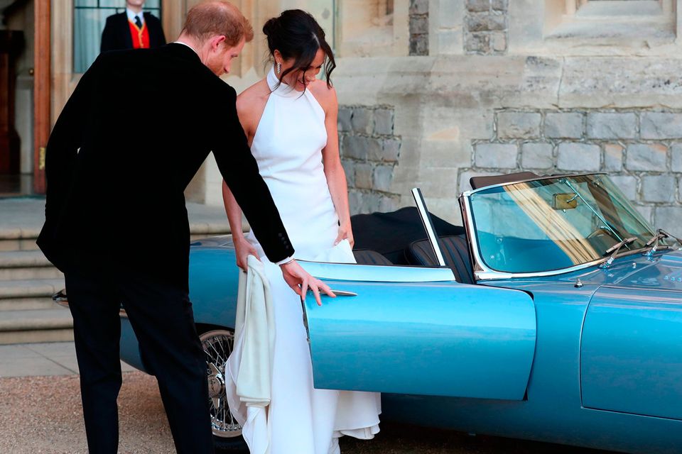 Meghan Markle changes into bespoke Stella McCartney gown as she and Prince  Harry drive off to VIP reception in Jaguar | Irish Independent
