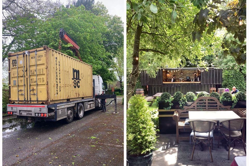 The shipping container that became the centrepiece of the Park Hotel Dungarvan's garden bar