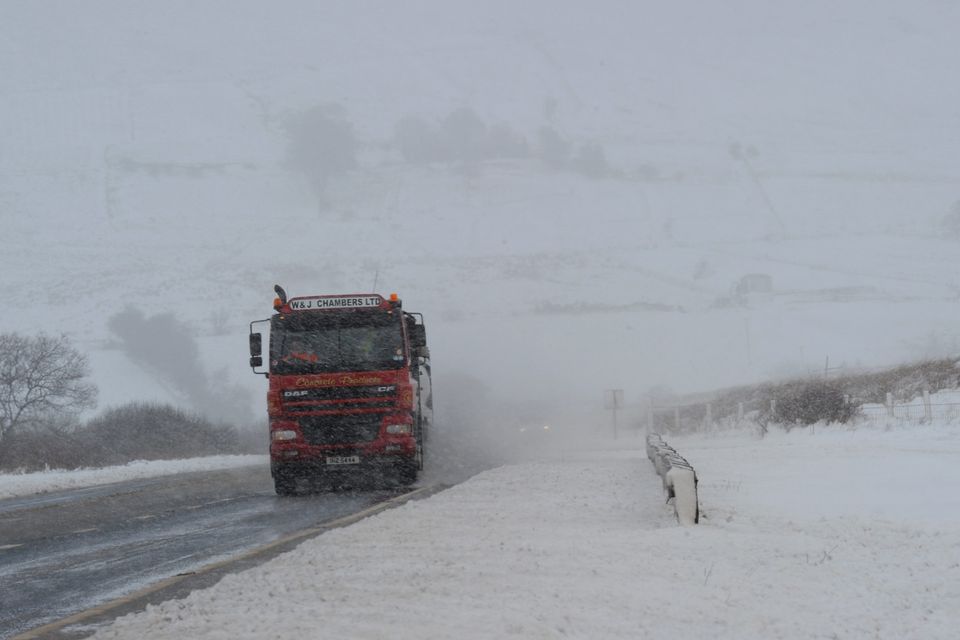 Traffic en route through snow,sleet and fog on Glenshane Pass between Derry/Belfast. Photo: North West weather