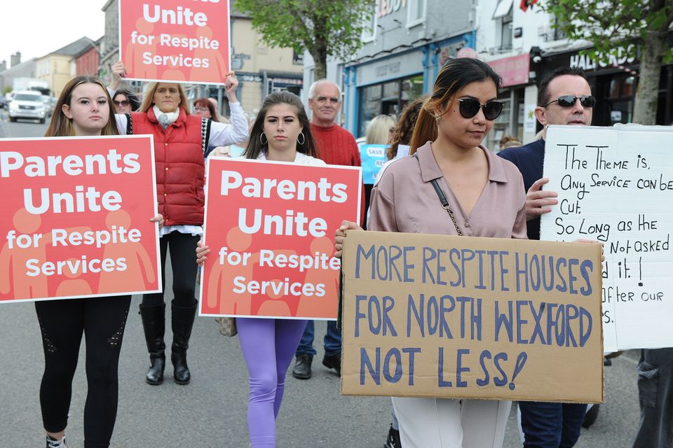 Parents Unite against Respite protest on Gorey's main street on Friday. Pic: Jim Campbell