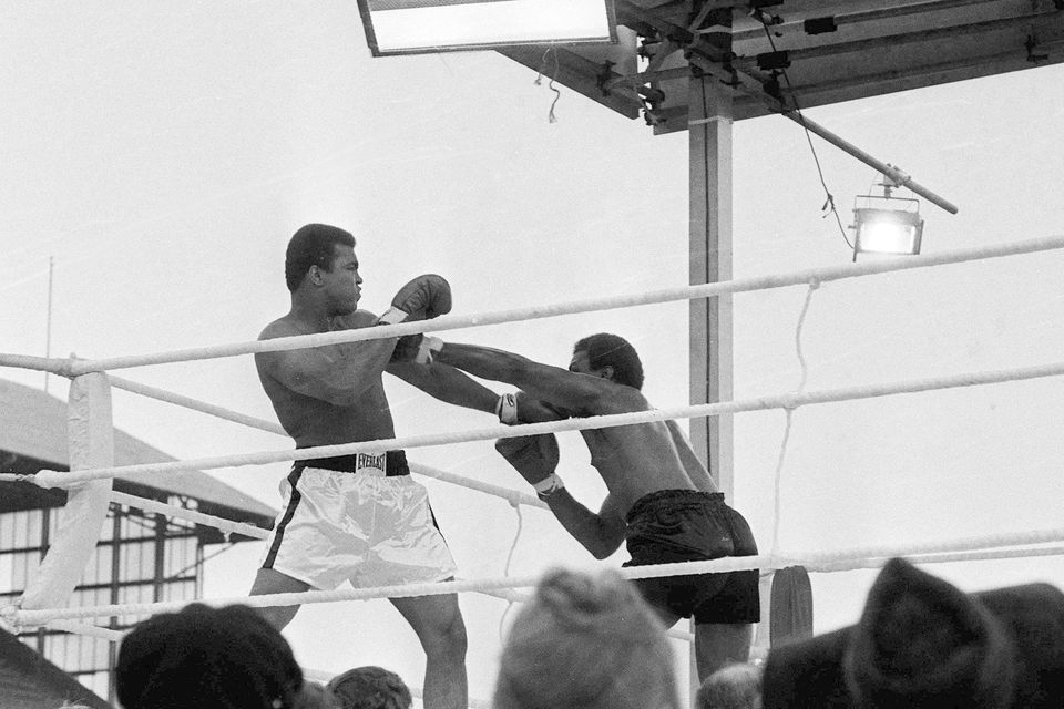 Muhammad Ali in action against Al Blue Lewis at Croke Park in 1972. Photo: Sportsfile