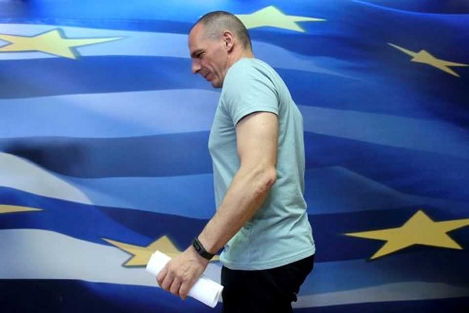 Greek Finance Minister Yanis Varoufakis arrives to make a statement in Athens, Greece July 5, 2015. Greeks overwhelmingly rejected conditions of a rescue package from creditors on Sunday, throwing the future of the country's euro zone membership into further doubt and deepening a standoff with lenders