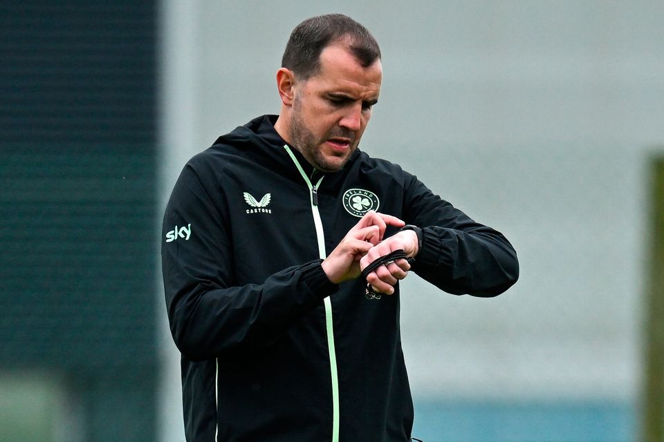 Decision time: Interim head coach John O'Shea during a Republic of Ireland training session in Abbotstown, Dublin. Photo: Brendan Moran/Sportsfile