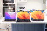 thumbnail: Side by side comparison: MacBook Air M2 13-inch, MacBook Air M2 15-inch, MacBook Air M2 Pro 16-inch. Photo: Adrian Weckler