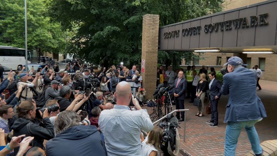 Kevin Spacey addresses the media following his acquittal at Southwark Crown Court in 2023. Photo: Channel 4