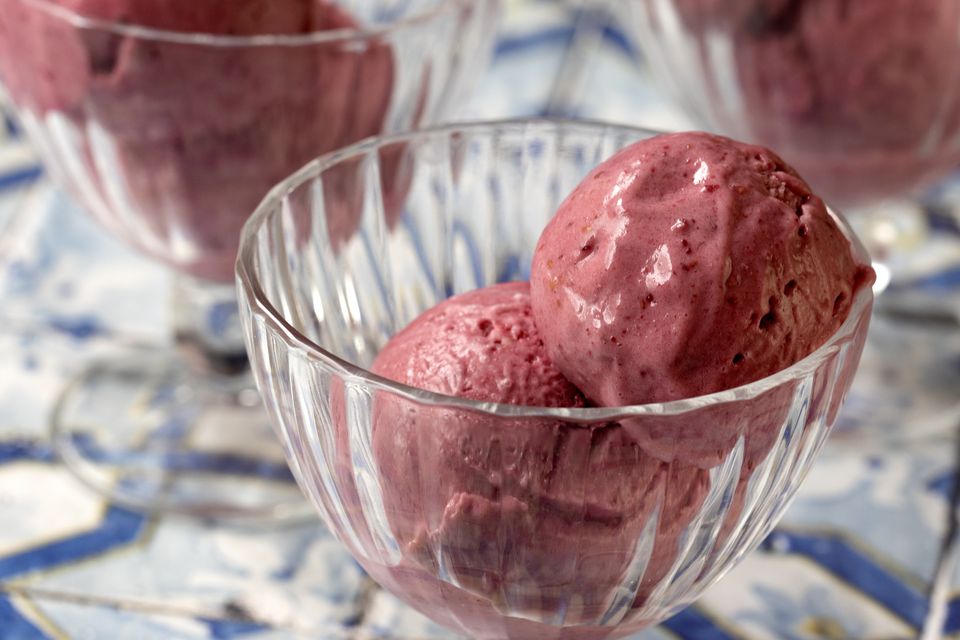 Rachel Allen's raspberry and pineapple no-churn ice cream. Photo: Tony Gavin