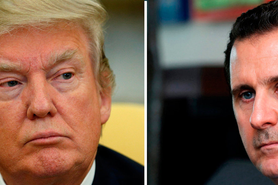 US President Donald Trump (left) and Syria's President Bashar al-Assad (right) Photo: REUTERS/Kevin Lamarque (left) and SANA/Handout via Reuters/File photos (right)
