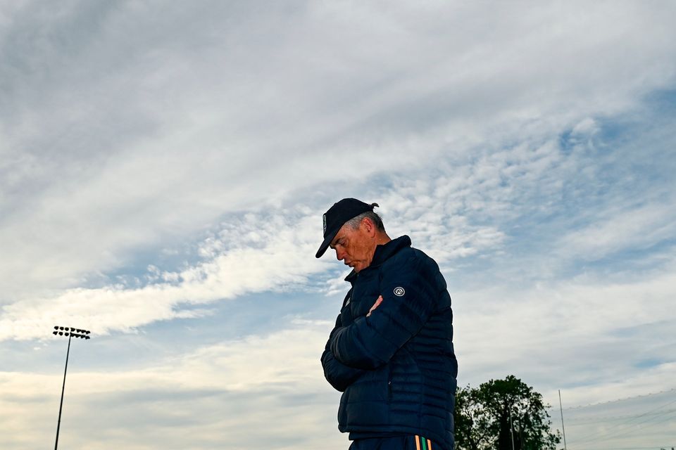 A dejected Meath manager Colm O’Rourke near the end of the GAA Football All-Ireland Senior Championship defeat to Louth at Grattan Park in Inniskeen, Monaghan. Photo by Daire Brennan/Sportsfile
