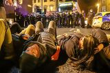 thumbnail: Debenhams staff lie on the ground in protest in Limerick