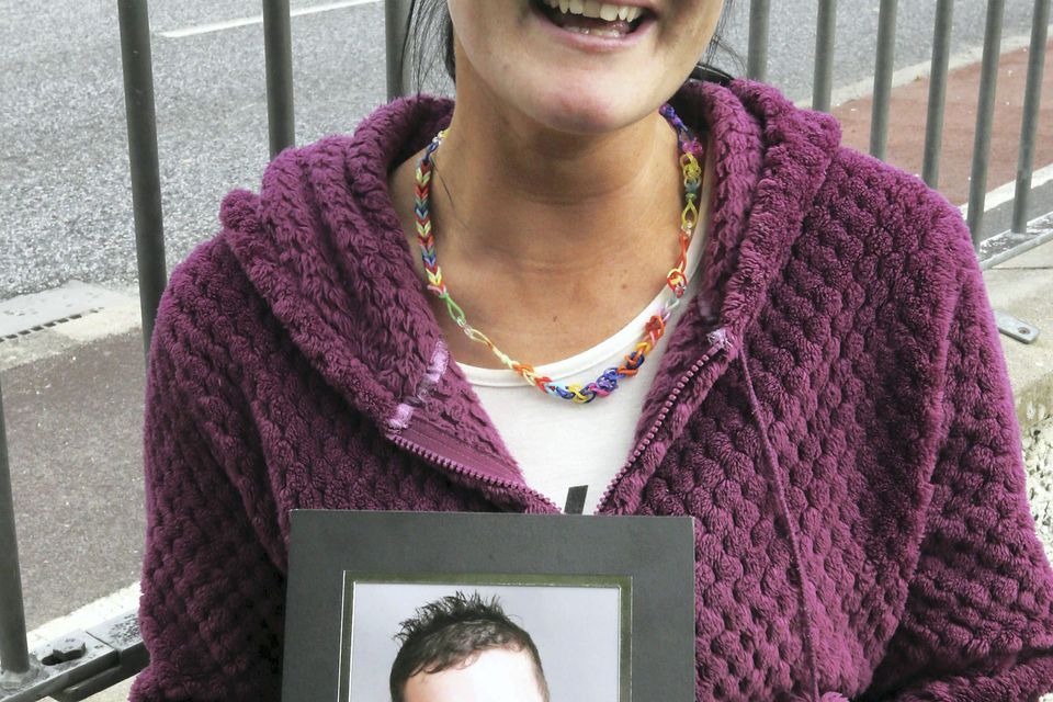 The distraught mother of little Jake Brennan (6), Roseann Brennan pictured at Lintown Grove, where he died after a road accident