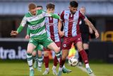 thumbnail: Luke Heeney of Drogheda United in action against Shamrock Rovers' Darragh Nugent during the SSE Airtricity Men's Premier Division match at Tallaght Stadium. Photo by Stephen McCarthy/Sportsfile