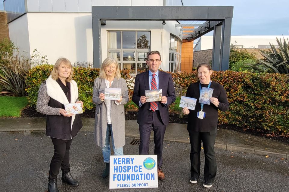 At the Christmas card appeal is Jane Hillard (artist of previous cards), Ursula O’Connell (KHF), Ronan Deasy (Kerry Group sponsors), Liz McCarthy (Nurse Manager of the in-patient Unit).