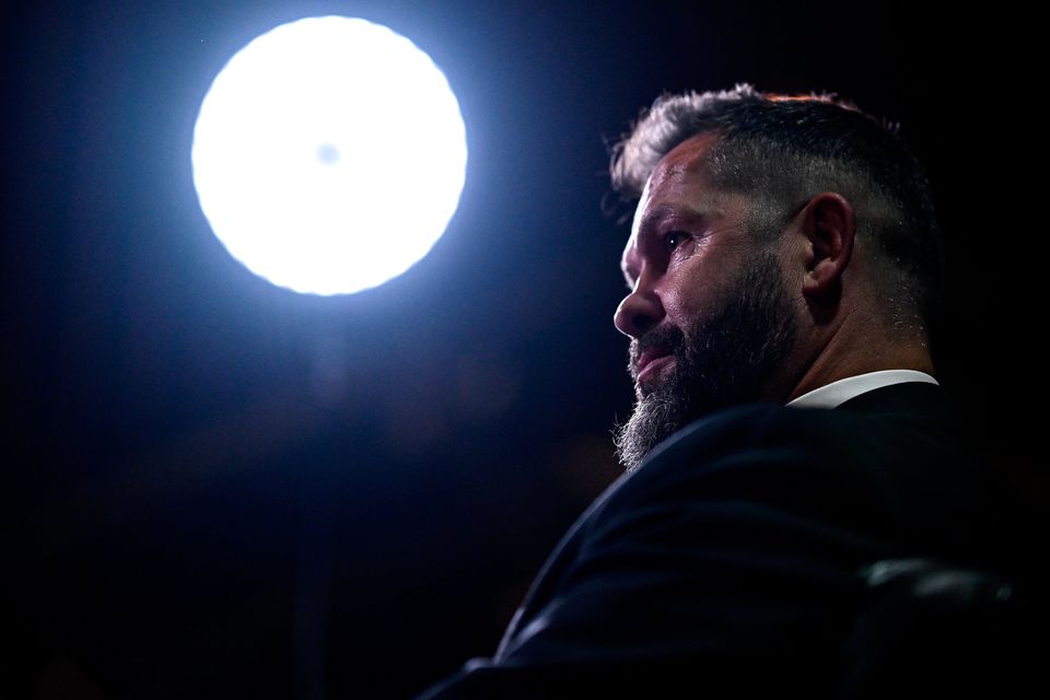 Andy Farrell at the announcement of his Lions squad in London. Photo: Sportsfile