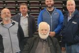 thumbnail: Fr Micheál pictured with Sligo councillors and after a meeting of the Western Inter-County Railway Committee. LtoR Cllr Arthur Gibbons, Cllr Thomas Healy, Cllr Gino O’Boyle, Cllr Declan Bree and the late Fr Micheál Mac Gréil.