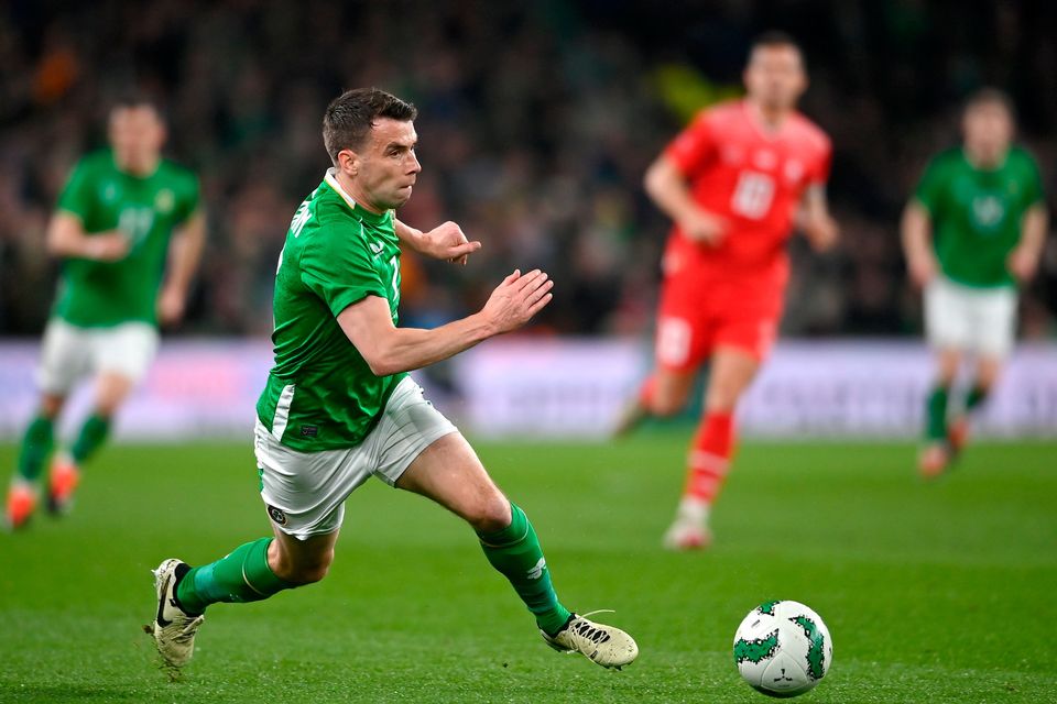 Ireland's Séamus Coleman during the friendly against Switzerland at the Aviva Stadium in Dublin. Photo by David Fitzgerald/Sportsfile