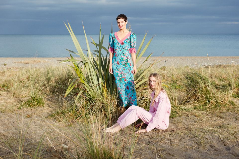 'Erin' silk dress, €460, and 'Niamh' jumpsuit in cotton canvas, €340, feri.ie. Photo: Johnny McMillan