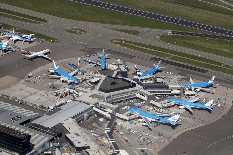 KLM aircraft are seen on the tarmac at Schipol airport near Amsterdam. REUTERS/Yves Herman//File Photo